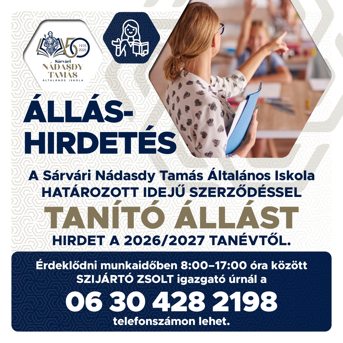 Tanítói álláshirdetés